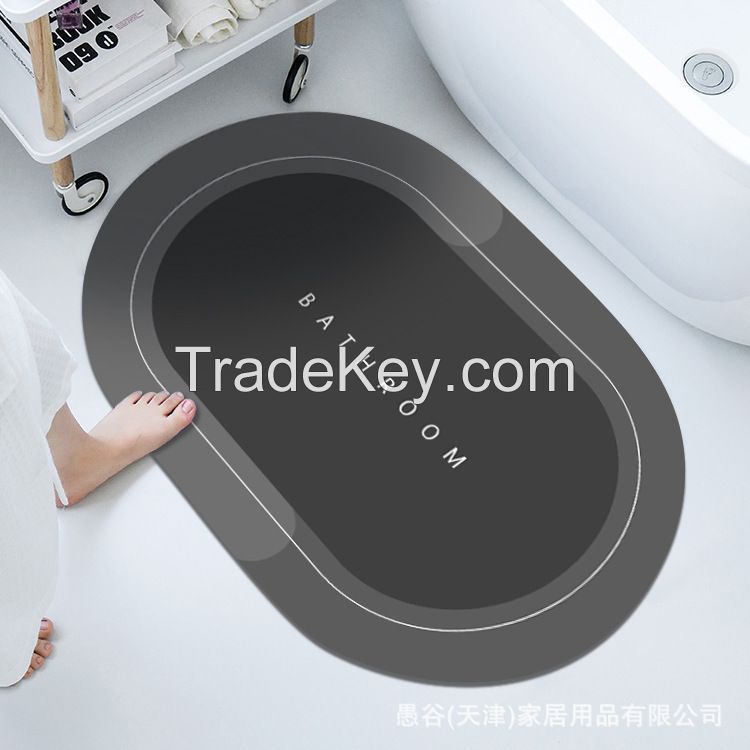 AMZ Custom Non Slip Water Absorbent Rugs Rubber Door Mats Diatom Mud Bathroom Floor Mat set
