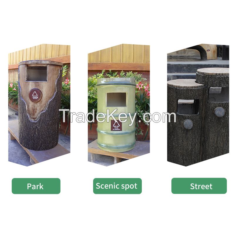 Concrete imitation wood trash can. a variety of forms optional, durable green environmental protection, please contact customer service before customization