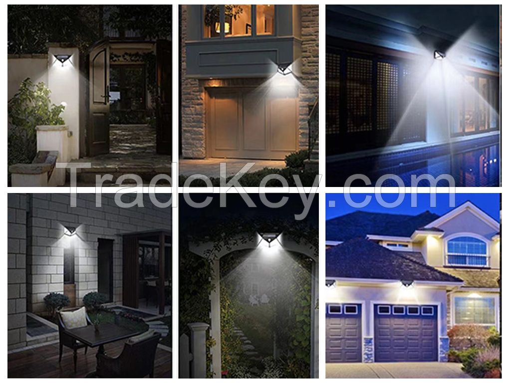 Four - sided luminous outdoor solar induction wall lamp