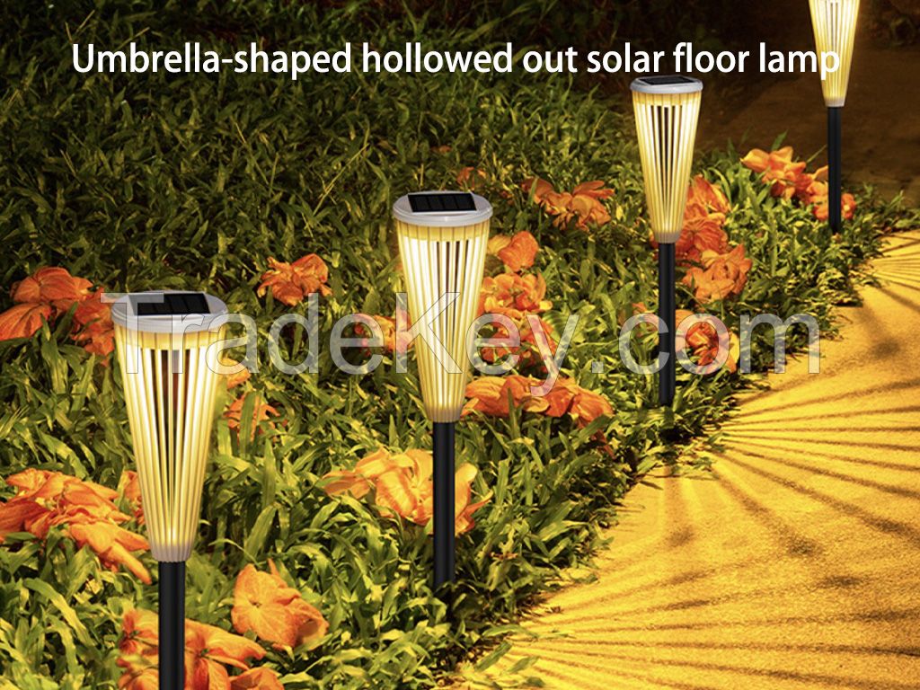 Umberlla-shaped hollowed out solar floor lamp