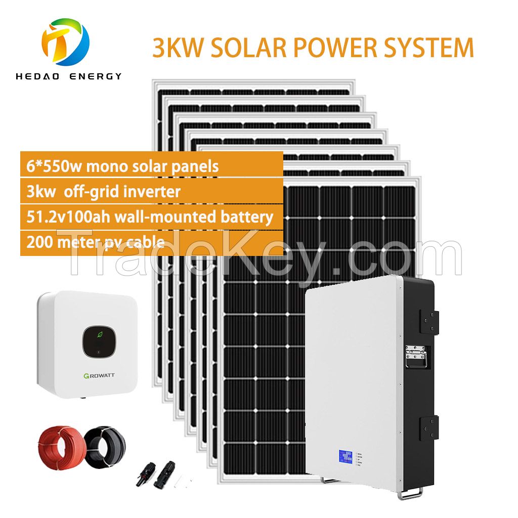 3kw Solar power system & wall-mounted battery for household