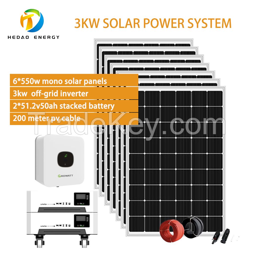 3kw Solar power system & stacked battery for household