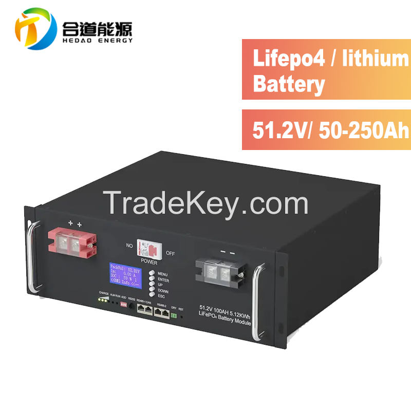 51.2V  Lifepo4 solar energy storage battery  pack with lithium ion  50AH 100AH 1500AH 200AH 250AH