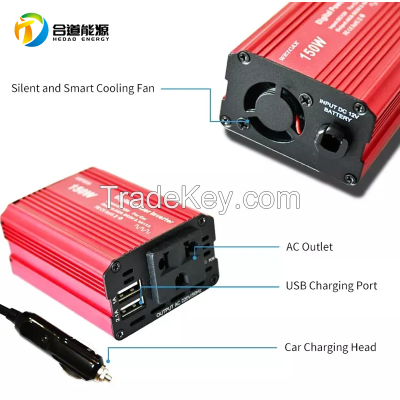300W  Vehicle-mounted  inverter with digital display LCD dual USB red full power power supply converter