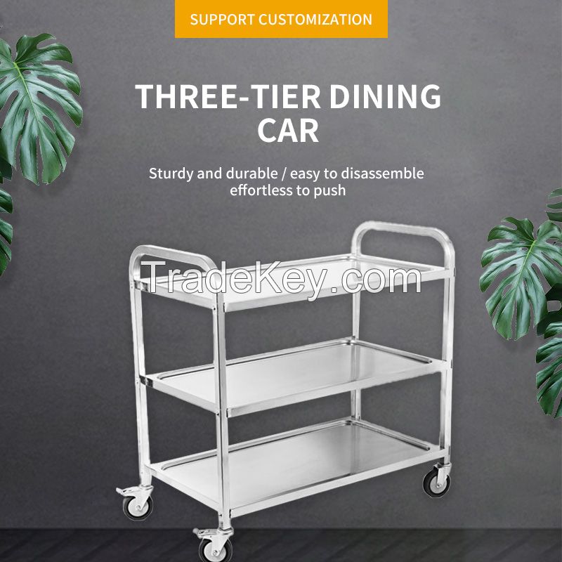 Thickened stainless steel three layer dining car, the hotel fast food restaurant to deliver food storage, please consult customer service before ordering Type18