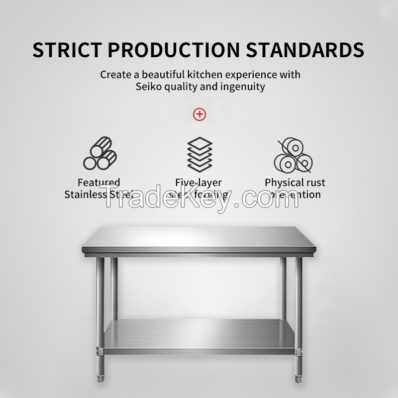 Thickened stainless steel worktable double deck, kitchen commercial operation table hit the loading table shelf, can consult customer service customization