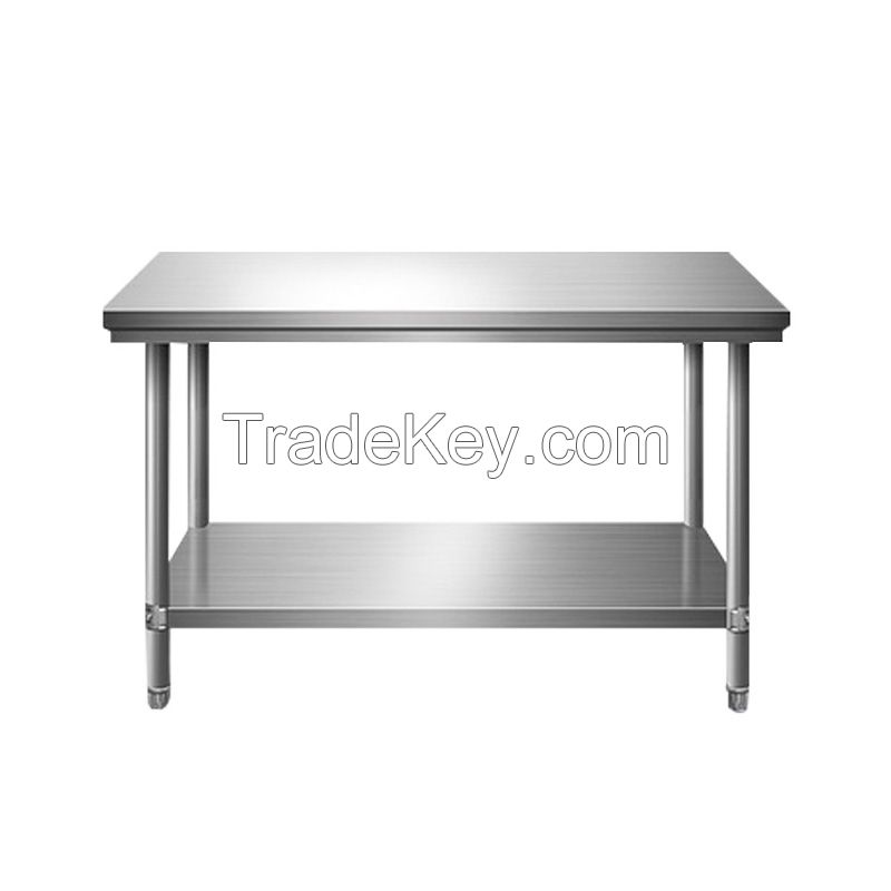 Thickened stainless steel worktable double deck, kitchen commercial operation table hit the loading table shelf, can consult customer service customization