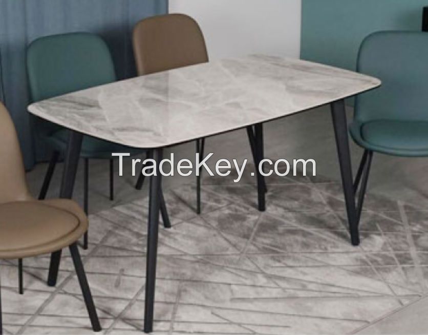 ceramics top dining table fabric chair