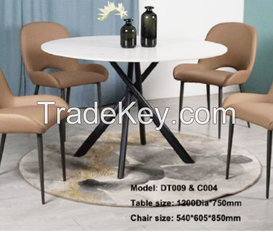 ceramics top  dining table fabric chair