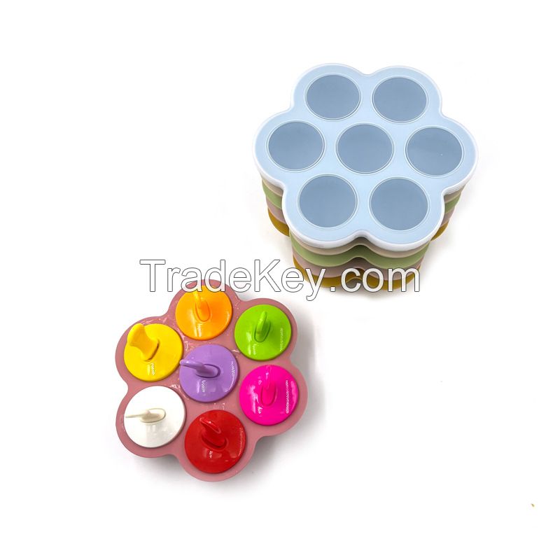 New products Creative Silicone Ice Cube Tray With 7 Cavities Round wit