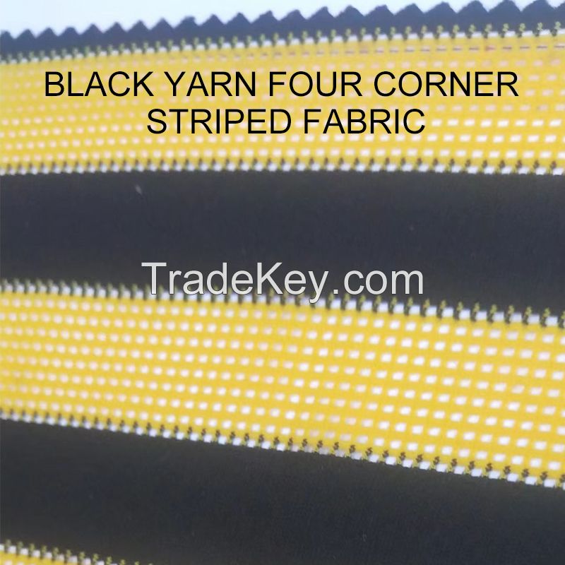 Black yarn with four corner stripes