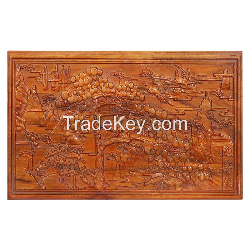 Customizable camphor wood carving hanging plaque Baifu Tuxiang camphor wood hanging screen Solid wood wall hanging Rectangular plaque home wall hanging