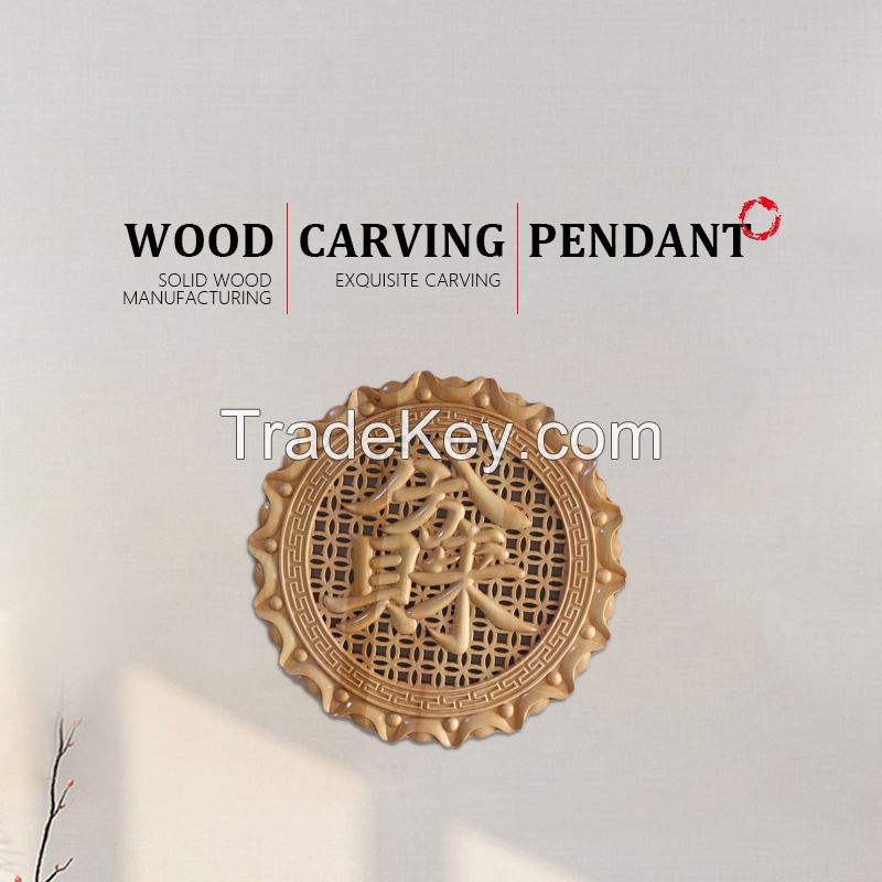 Customizable new Chinese-style camphor wood hand-carved wall hanging screen Chinese-style decorative painting porch living room background round 500*500mm