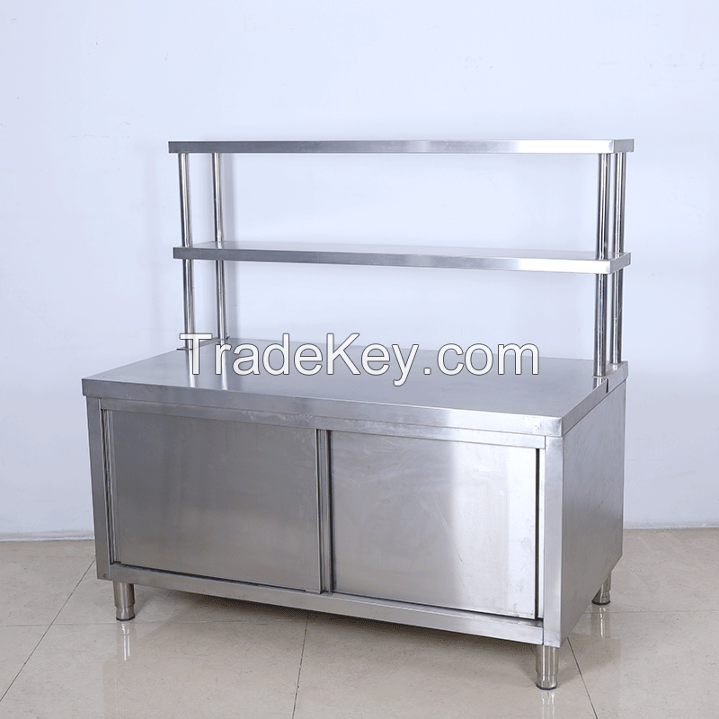 Double pass worktable multi specification storage cabinet with sliding door vegetable cutting board
