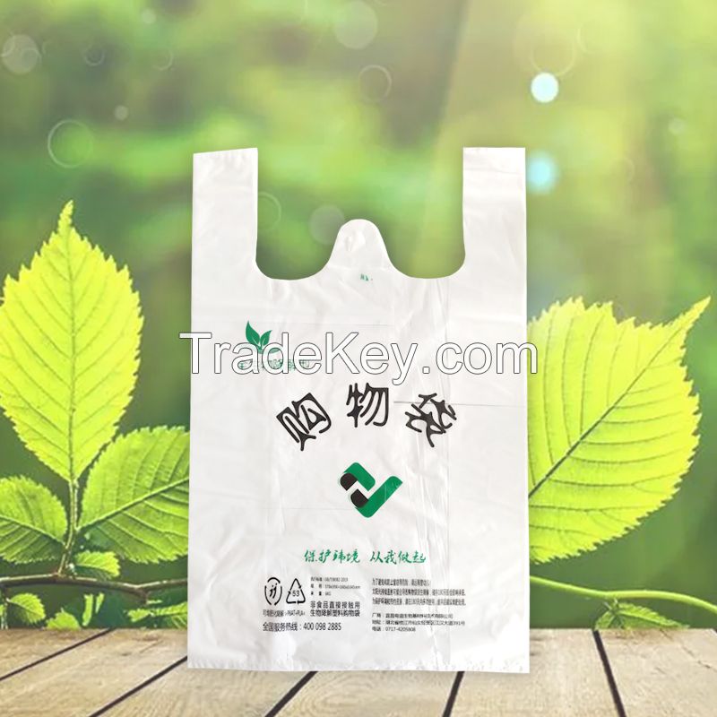 Disposable degradable plastic bag PLA+PBAT corn starch degradable environmental protection shopping bag degradable vest bag