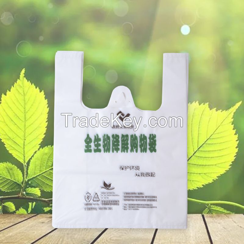 Customized full biodegradable vest bag PLA corn starch white eco-friendly supermarket shopping bag takeaway plastic bag