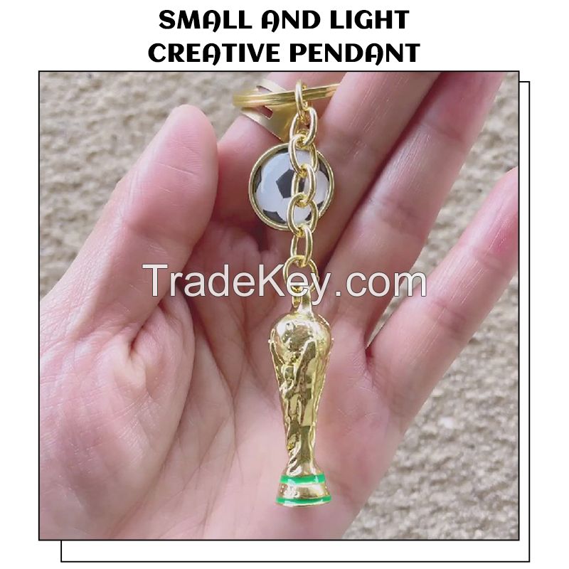 2022 Qatar World Cup Replica Trophy 3D Keychain with Country Flag Football Soccer Souvenirs Gift