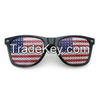 2022 Wholesale Promotional Sunglasses World Cup Football Fans Party Promo Sunglasses Pinhole Sticker Flag