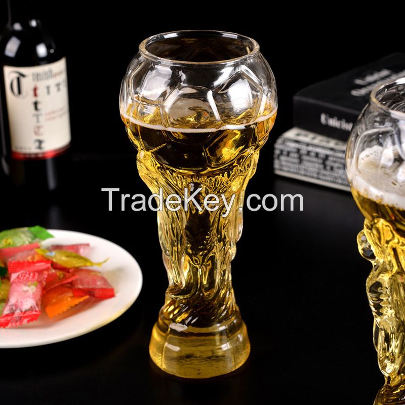2022 Qatar World Cup Trophy Shaped Drinking Glasses Clear Sublimation Beer Can Glass Mug Cups