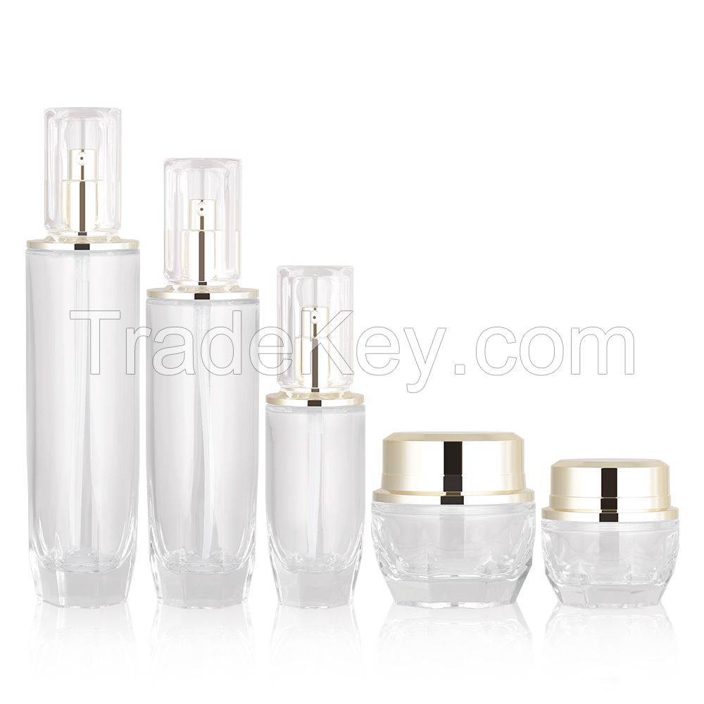 50g octagonal thick cream bottle 40ml square cap cosmetics foundation make-up glass bottle 120ml lotion bottle