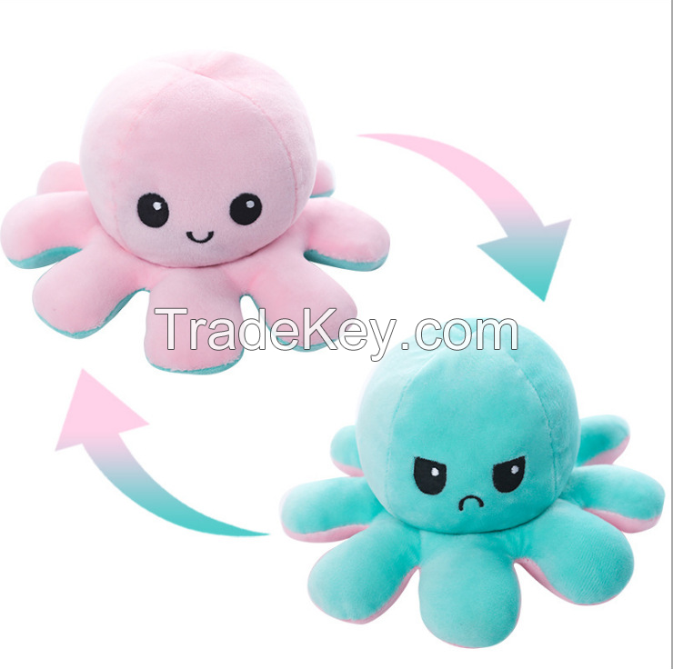 Custom Soft Flip Plush Toy Stuffed Animals Toys Reversible Octopus