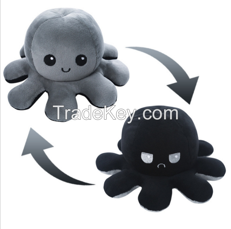 Custom Soft Flip Plush Toy Stuffed Animals Toys Reversible Octopus