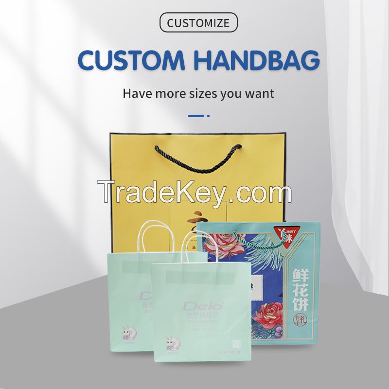 GUOQIANG handbag paper bag handbag gift bag clothing store bag kraft paper bag enterprise LOGO wholesale custom