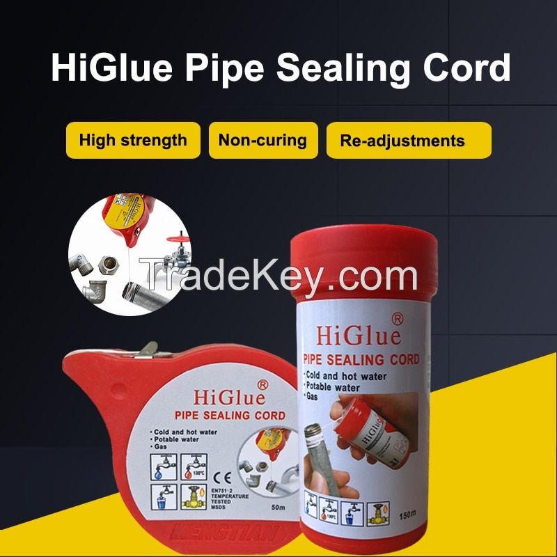 pipe sealing cord for locking and sealing of metal and plastic of fittings