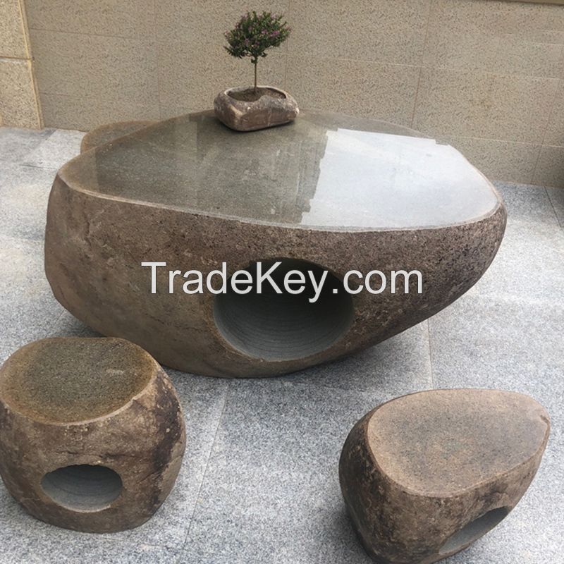 Pebble stone split table
