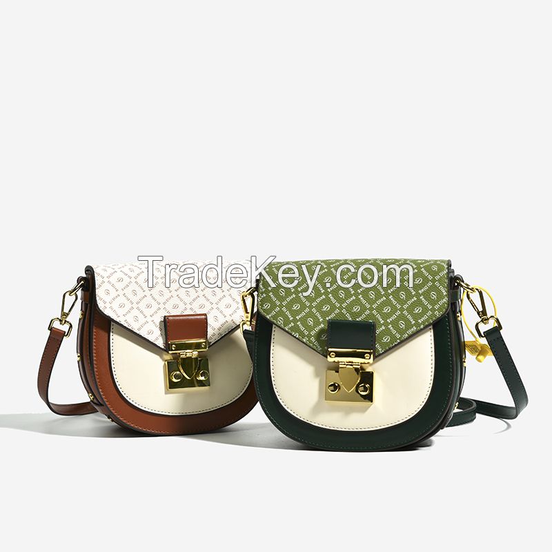Fashion women's bag, printed leather, classic design, firm and durable