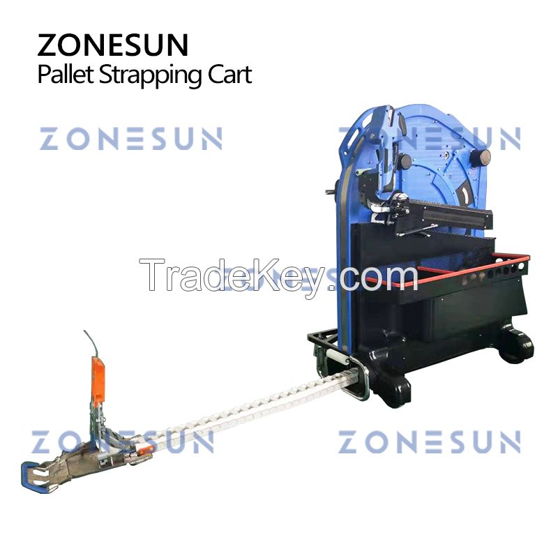 ZONESUN Pallet Strapping Cart No Bending PP/PET Strip Belt Lithium Rec