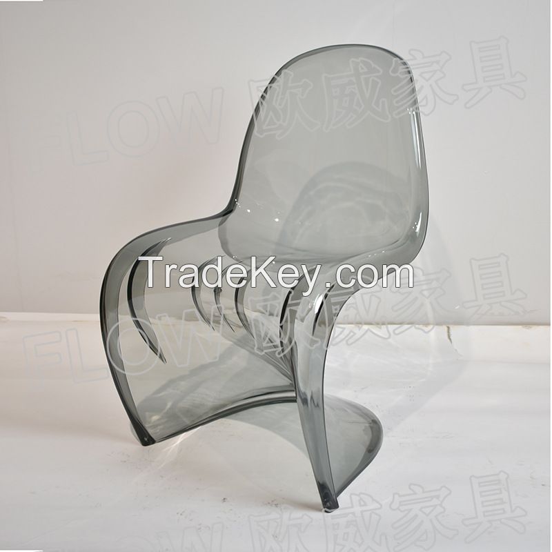 hot sale transparent pan dong chair fasion S chair restaurant booth casual dining chair