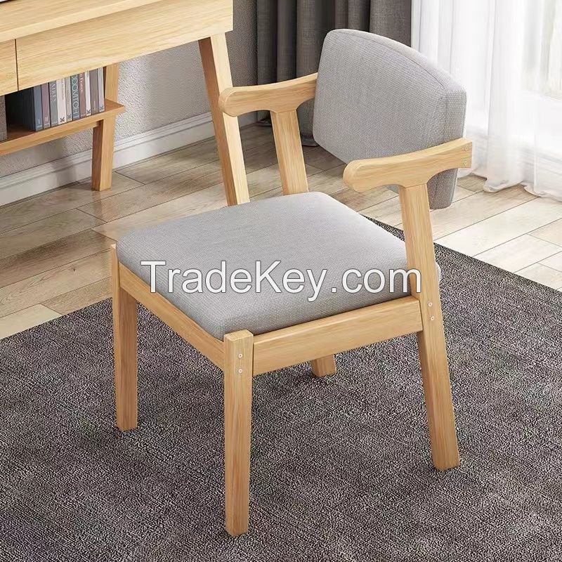 Solid Wood Dining Chair Home Desk and Chair Simple Bedroom Stool Leisure Study Office Computer Chair Study Chair Back