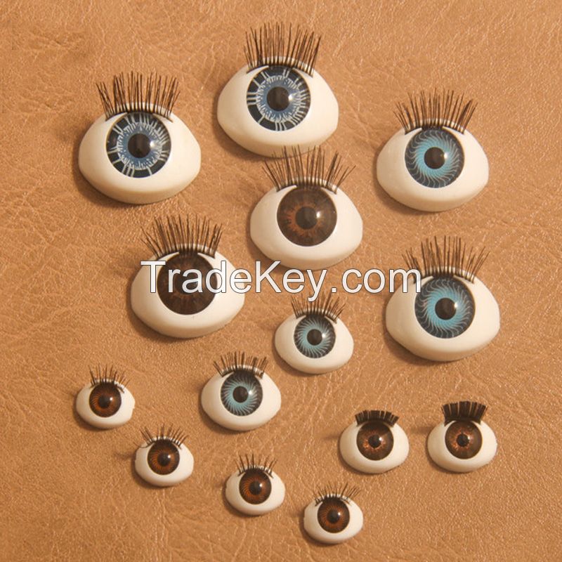 Acrylic oval doll eyes with eyelashes