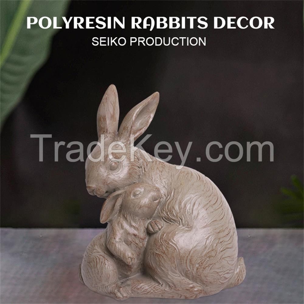 Polyresin rabbits decor