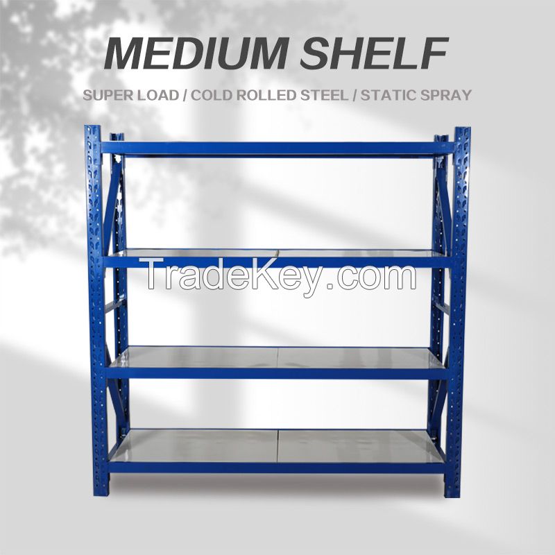  Blue medium storage rack, four layers of super load bearing, support customization