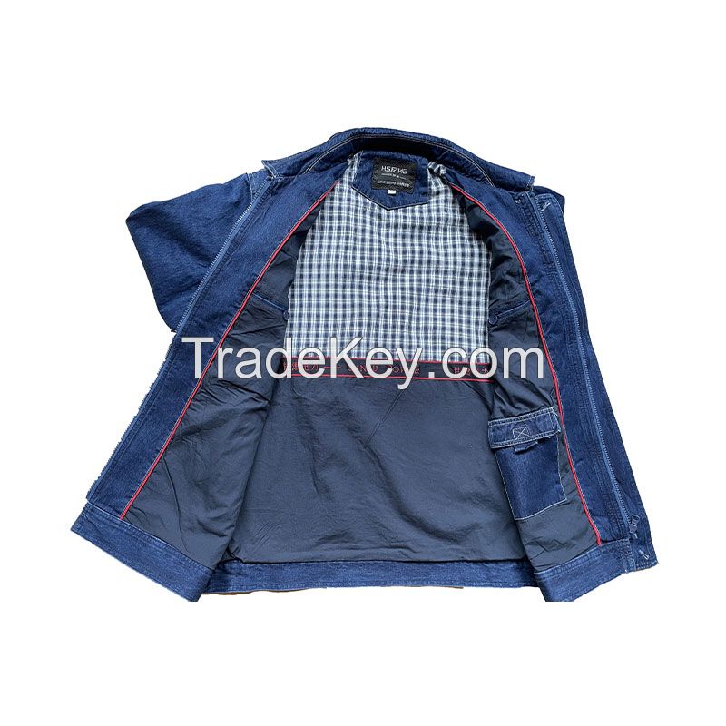 Denim work clothes ensure comfort and breathability. Fashion jacket style, various colors available