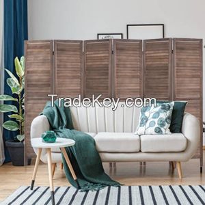 D'Topgrace 6 Panel Brown Color Wooden Room Divider