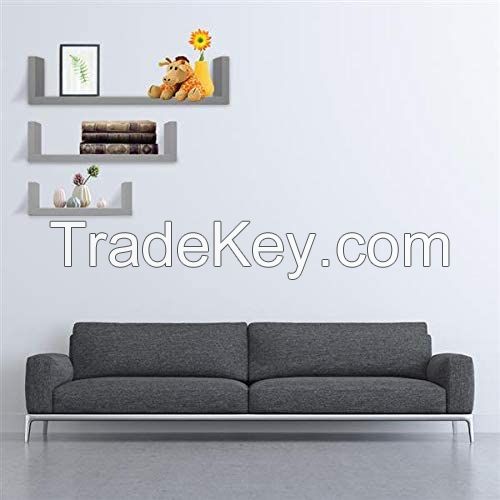 D'Topgrace  Grey Color Wood Floating Shelves for Bedroom Bathroom or Livingroom Wall Mounted Shelf
