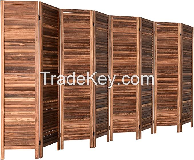 D'Topgrace 8 Panel Brown Color Wooden Room Divider