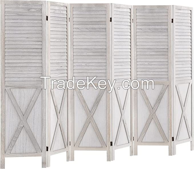 D'Topgrace 6 Panel White Color Folding Privacy Screens Room Divider