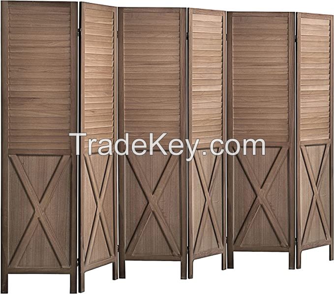 D'topgrace 6 Panel Brown Color Folding Privacy Screens Room Divider
