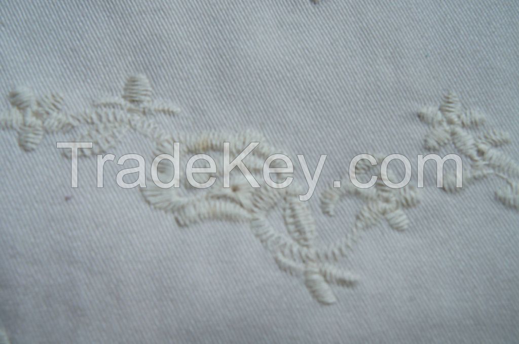 100% COTTON EMBROIDERED TWILL