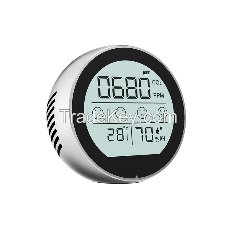Intelligent alarm Temperature Humidity carbon dioxid detector mini portable Desktop air quality co2