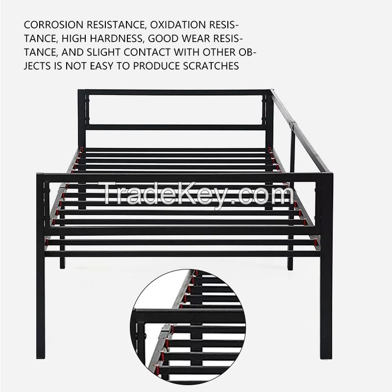 Single metal sofa bed frame with side rail for bedroom or living room daybed for adults & kids.