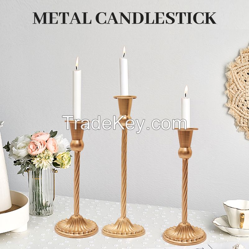 European-style wrought iron candlestick white decoration romantic wedding table candle candlelight dinner light luxury candlestick  MOQ 1000PCS 