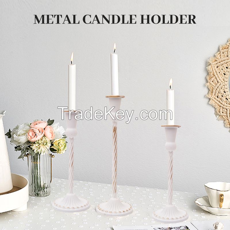 European-style wrought iron candlestick white decoration romantic wedding table candle candlelight dinner light luxury candlestick (four sizes, please consult the seller for detailed size) MOQ 1000PCS