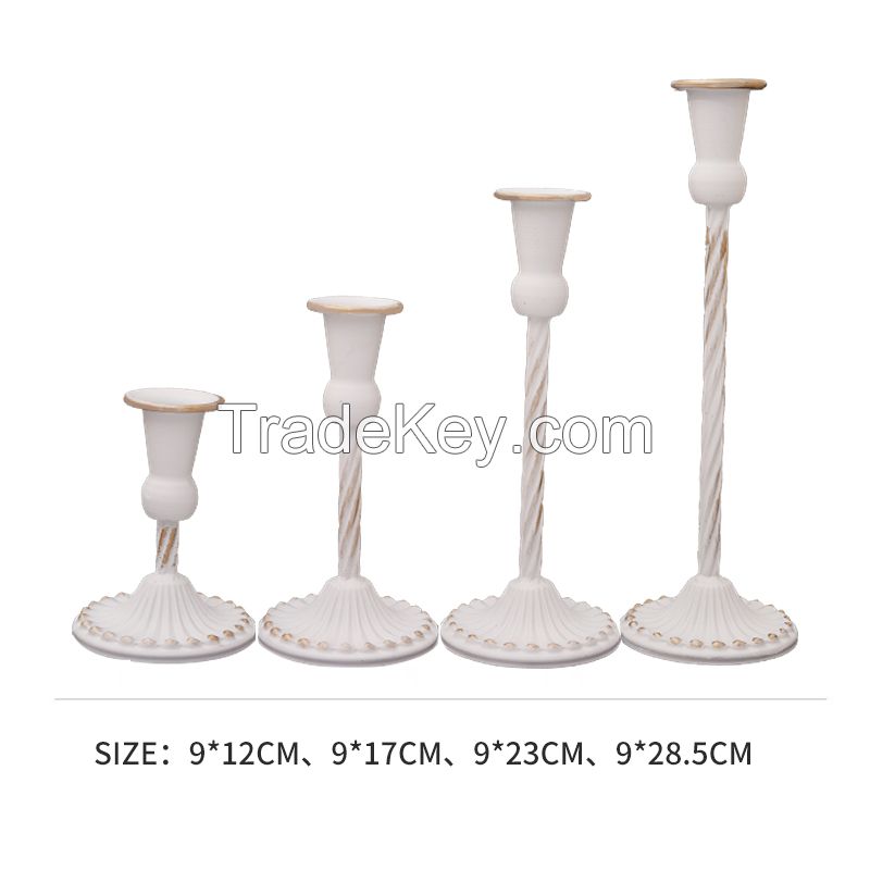 European-style wrought iron candlestick white decoration romantic wedding table candle candlelight dinner light luxury candlestick (four sizes, please consult the seller for detailed size) MOQ 1000PCS