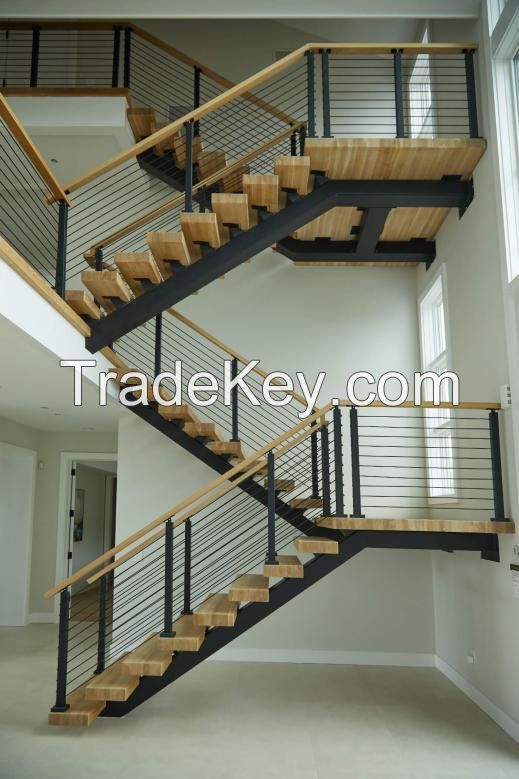 Kudas Timber Stairs Design Straight Wooden Tread Staircase