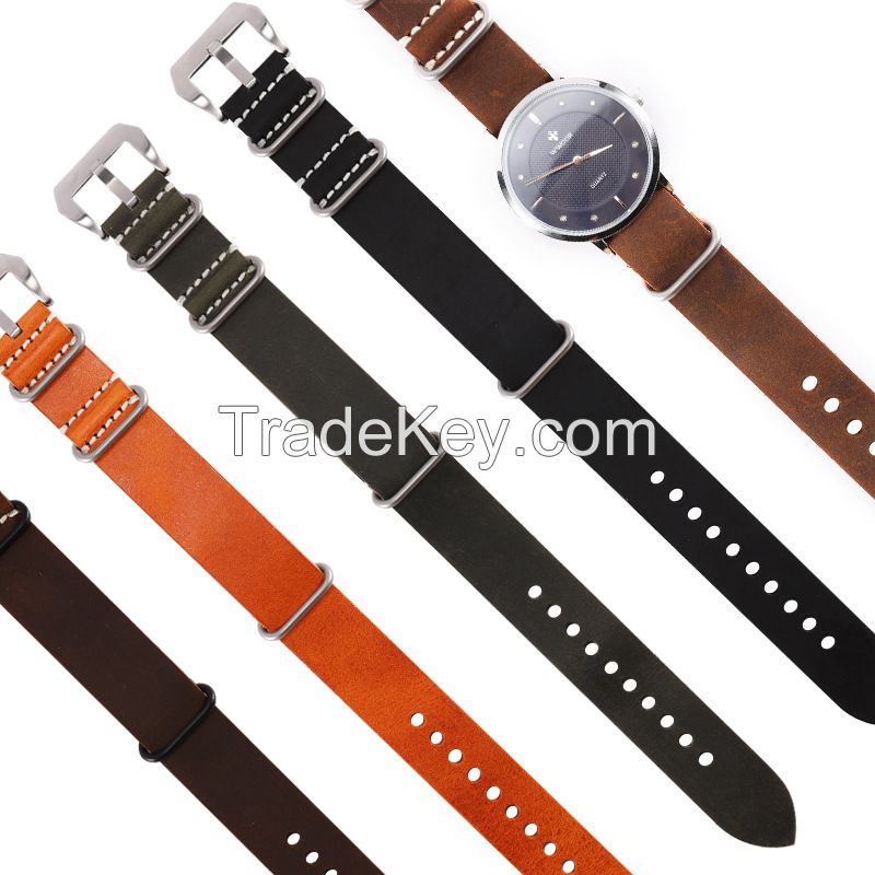 Hotsale Best Classic Nato Zulu 20mm Vintage Soft Men Watch leather Strap